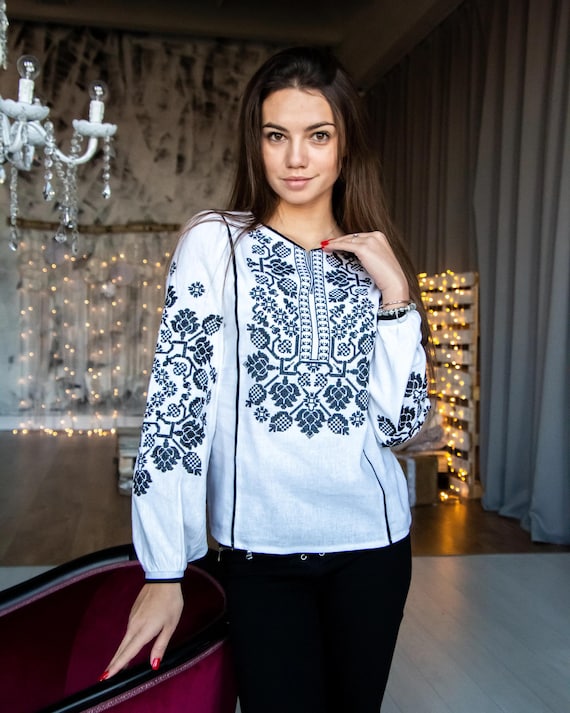 Ukrainian Embroidered Blouse for Women | Ethno Vintage Women's Vyshyvanka Shirt | Sorochka Vyshyta | Vyshyvanka Gift USA | Вишиванка