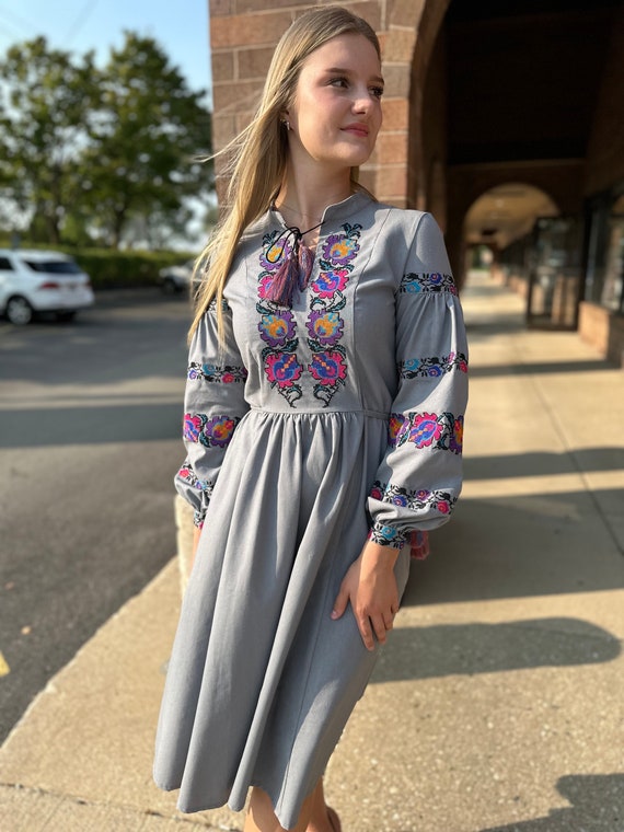 Ukrainian Vyshyvanka Dress | Ukraine Embroidered Dress in USA | Handmade Traditional Ukraine-Style Boho Embroidery Gift | Вишиванка (94)