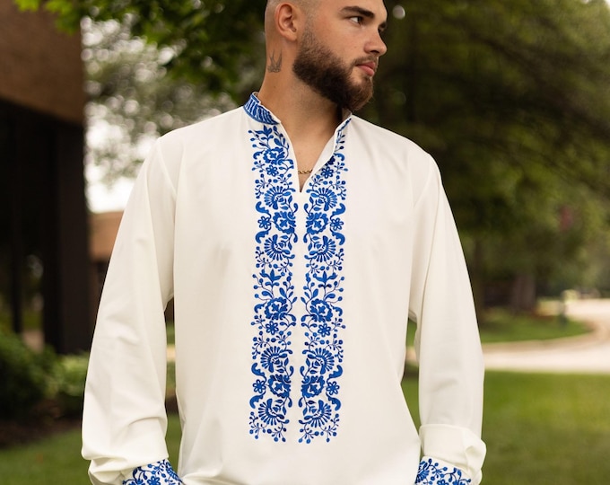 Ukrainian Vyshyvanka | Men's Embroidered Shirt | Вишиванка | Ukraine Vintage Sorochka Gift for Him | Handmade Ukrainian Clothing