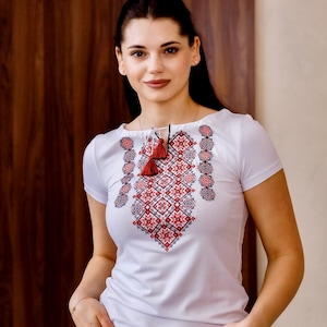 Embroidered T-Shirt for Women | Modern Ukrainian Vyshyvanka | Traditional Embroidered Blouse | Ukrainian Clothing Gift