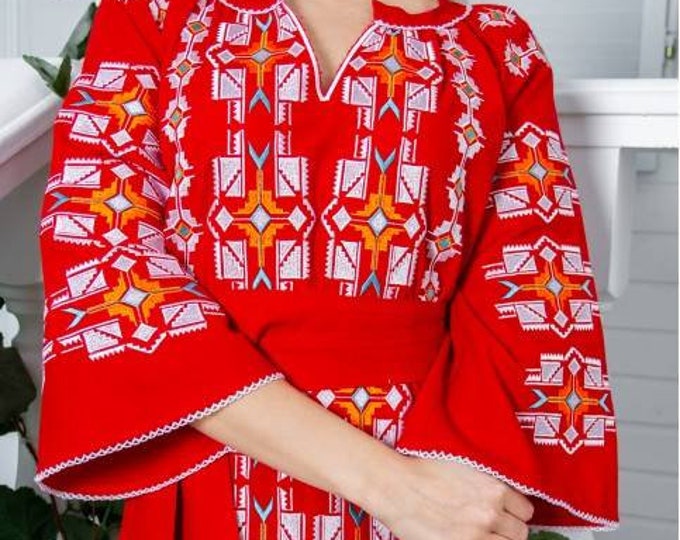 Ukrainian Vyshyvanka Dress | Ukraine Embroidered Dress in USA | Handmade Traditional Ukraine-Style Boho Embroidery Gift | Вишиванка (45)
