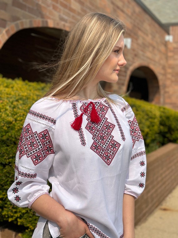 Ukrainian Embroidered Blouse for Women | Ethno Vintage Women's Vyshyvanka Shirt | Sorochka Vyshyta | Vyshyvanka Gift USA | Вишиванка (46)
