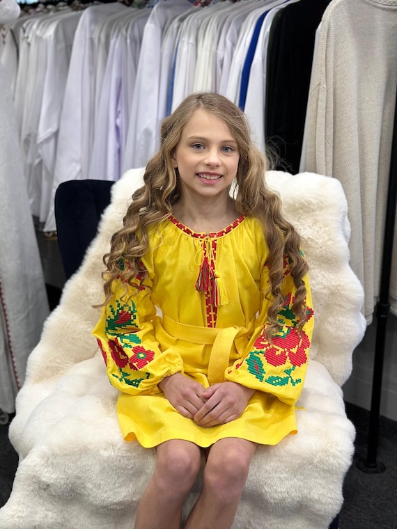 Embroidered Vyshyvanka Dress for Girls | Ukrainian Embroidery Dress | Traditional Ukrainian Style in Stock in USA | Вишиванка у США (22)