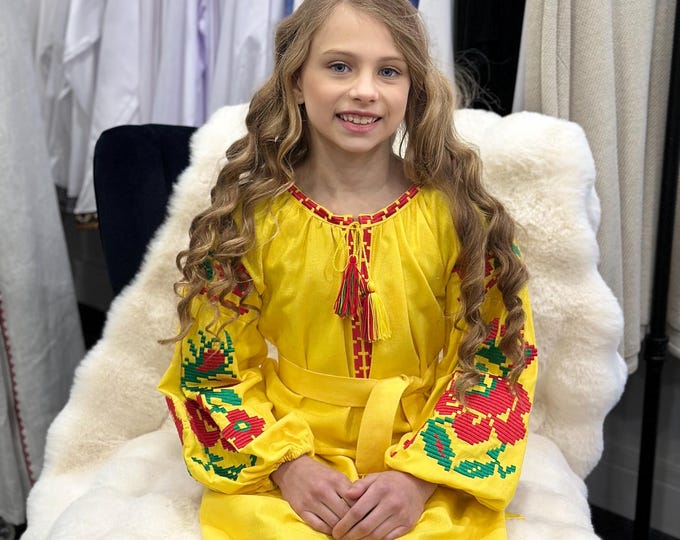Embroidered Vyshyvanka Dress for Girls | Ukrainian Embroidery Dress | Traditional Ukrainian Style in Stock in USA | Вишиванка у США (22)