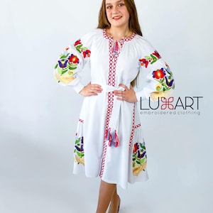 Ukrainian Vyshyvanka Dress | Ukraine Embroidered Dress in USA | Handmade Traditional Ukraine-Style Boho Embroidery Gift | Вишиванка (16)