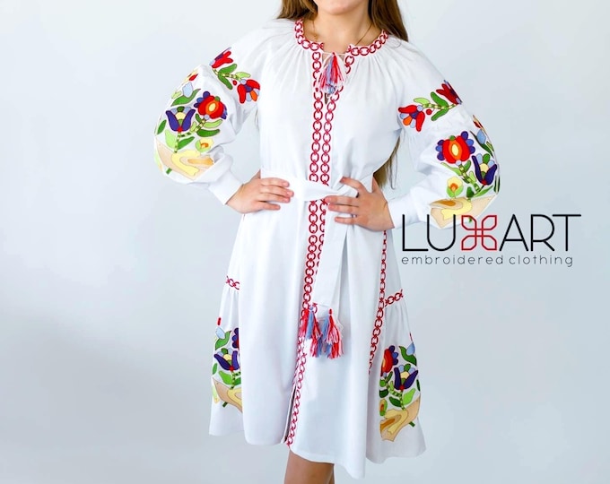 Ukrainian Vyshyvanka Dress | Ukraine Embroidered Dress in USA | Handmade Traditional Ukraine-Style Boho Embroidery Gift | Вишиванка (16)