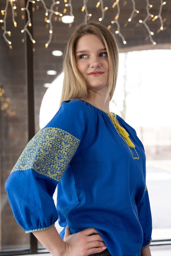 Linen Ukrainian Embroidered Blouse for Women | Ethno Vintage Women's Vyshyvanka Shirt | Sorochka | Vyshyvanka Gift USA | Вишиванка (88)