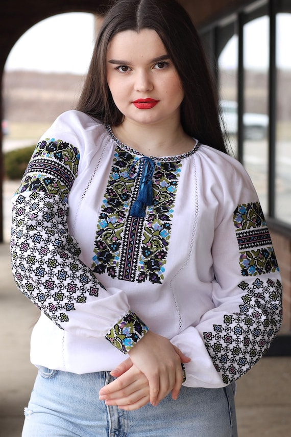 Ukrainian Embroidered Blouse for Women | Ethno Vintage Women's Vyshyvanka Shirt | Sorochka Vyshyta | Vyshyvanka Gift USA | Вишиванка (141)