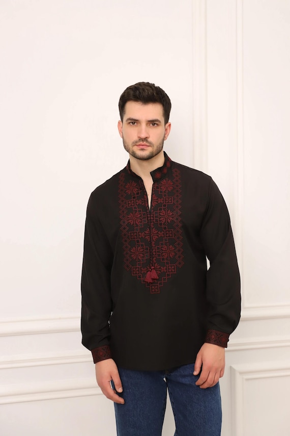 Ukrainian Vyshyvanka | Men's Embroidered Shirt | Вишиванка | Ukraine Vintage Sorochka Gift for Him | Handmade Ukrainian Clothing