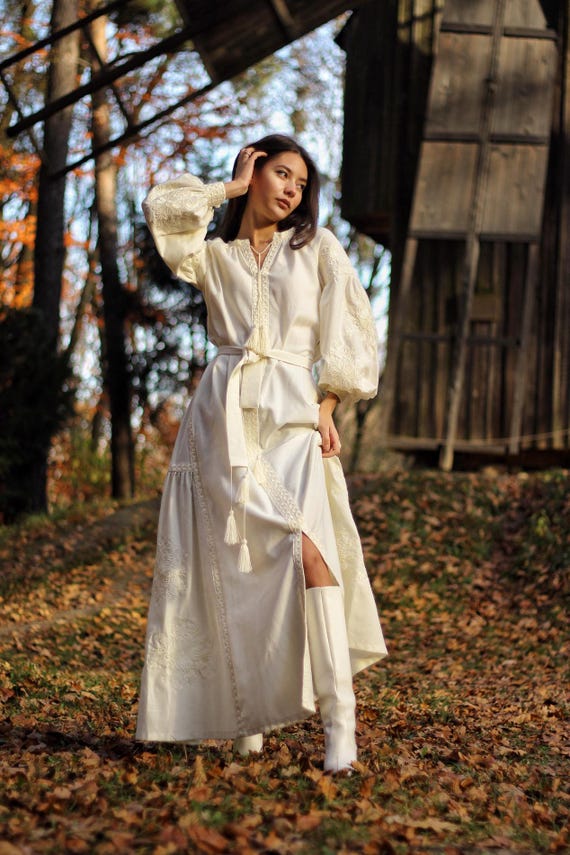 Ukrainian Vyshyvanka Dress | Ukraine Embroidered Dress in USA | Handmade Traditional Ukraine-Style Boho Embroidery Gift | Вишиванка (5)
