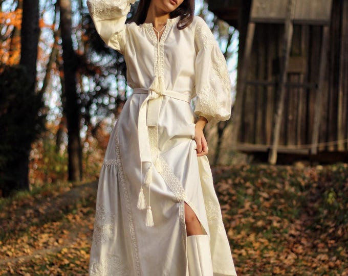 Ukrainian Vyshyvanka Dress | Ukraine Embroidered Dress in USA | Handmade Traditional Ukraine-Style Boho Embroidery Gift | Вишиванка (5)