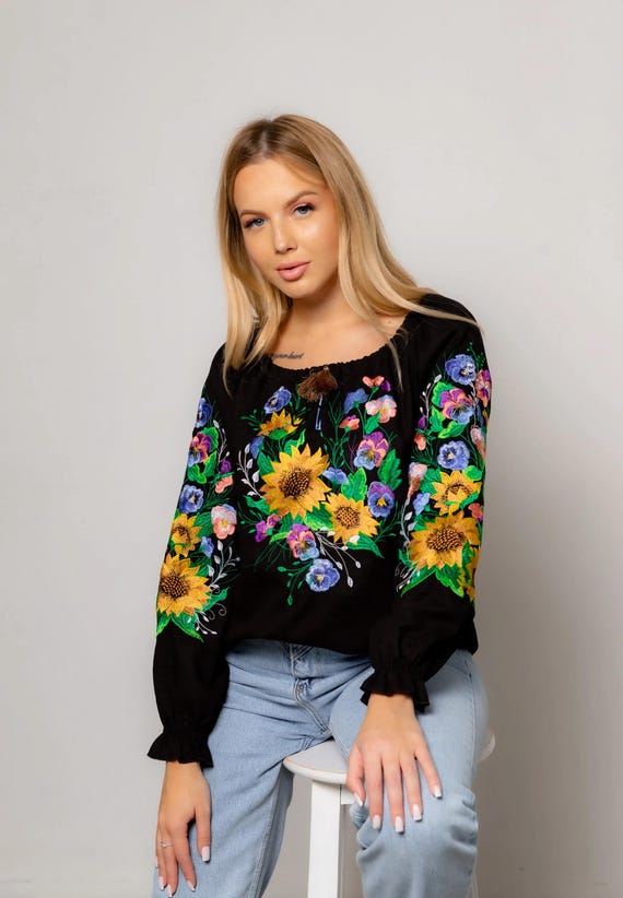 Ukrainian Embroidered Blouse for Women | Ethno Vintage Women's Vyshyvanka Shirt | Sorochka Vyshyta | Vyshyvanka Gift USA | Вишиванка (56)