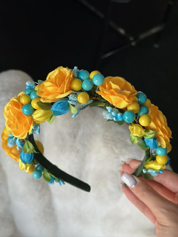 Handmade Ukrainian Flower Crown | Vinok | Вінок | Floral Wreath Headband | Hair Accessory Gift for Her or Girl | Boho Festival Style (30)