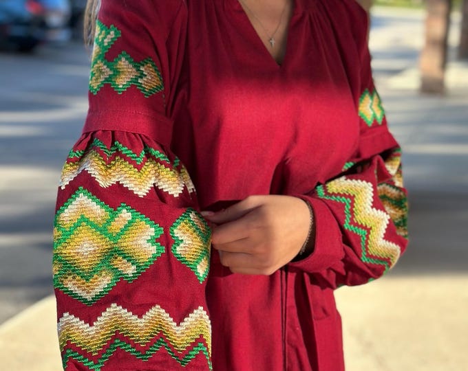 Ukrainian Vyshyvanka Dress | Ukraine Embroidered Dress in USA | Handmade Traditional Ukraine-Style Boho Embroidery Gift | Вишиванка (116)