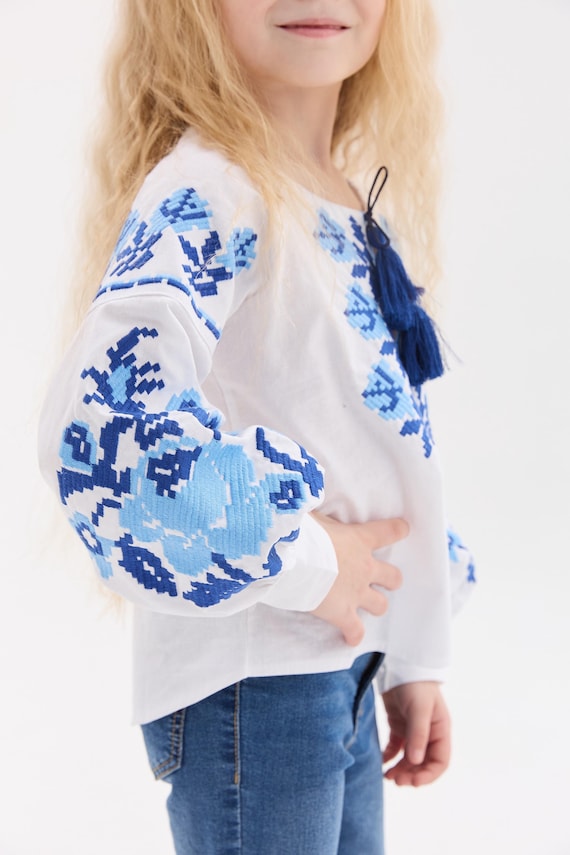 Embroidered Vyshyvanka Blouse for Girls | Ukrainian Embroidery Shirt | Traditional Ukraine Style in Stock in USA | Вишиванка у США