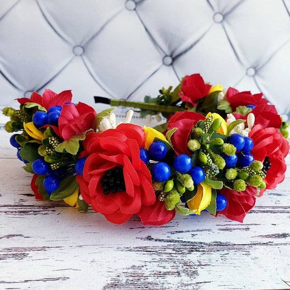 Handmade Ukrainian Flower Crown | Vinok | Вінок | Floral Wreath Headband | Hair Accessory Gift for Her or Girl | Boho Festival Style (4)