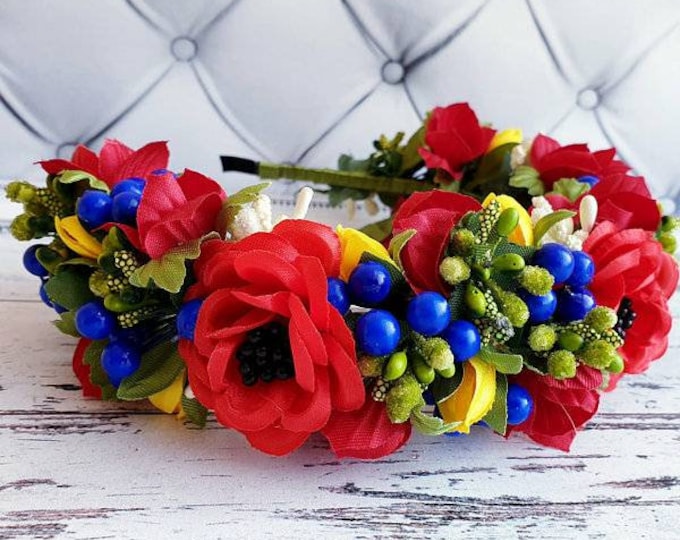 Handmade Ukrainian Flower Crown | Vinok | Вінок | Floral Wreath Headband | Hair Accessory Gift for Her or Girl | Boho Festival Style (4)