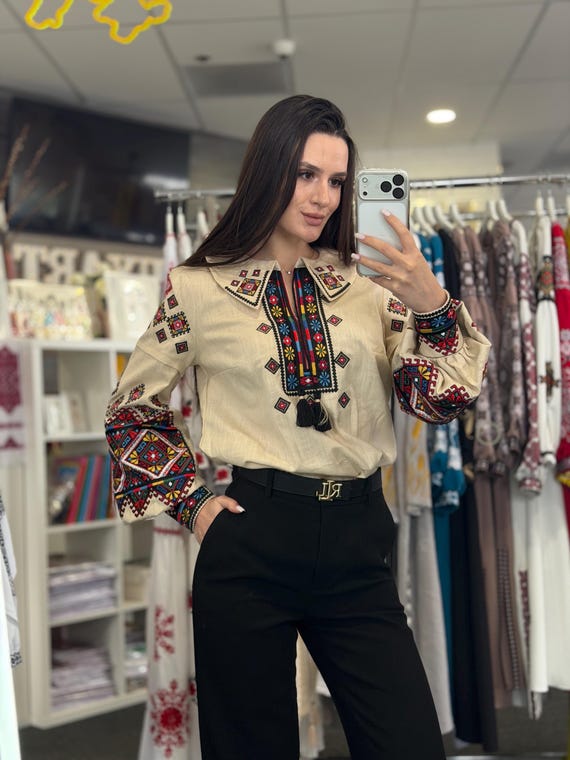 Ukrainian Embroidered Blouse for Women | Ethno Vintage Women's Vyshyvanka Shirt | Sorochka Vyshyta | Vyshyvanka Gift USA | Вишиванка