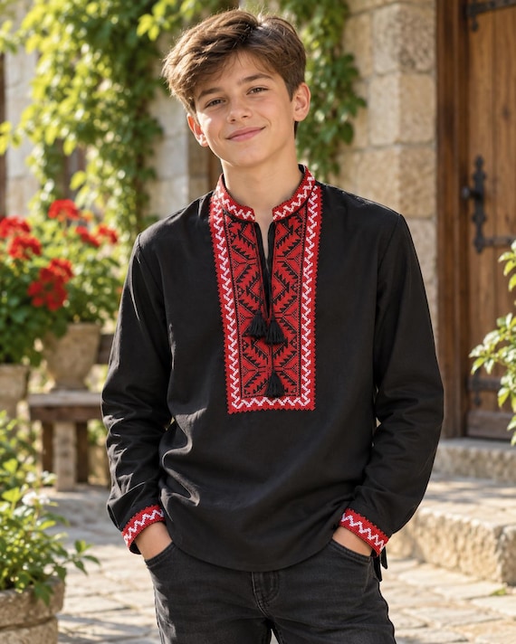 Embroidered Vyshyvanka Shirt for Boys | Ukrainian Embroidery Shirt | Traditional Ukrainian Style Gift in Stock in USA | Вишиванка у США