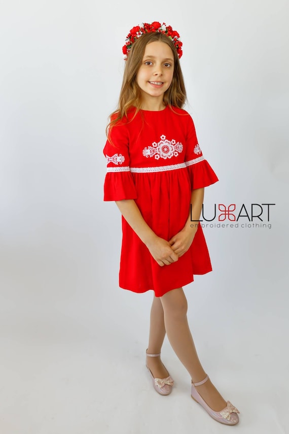 Embroidered Vyshyvanka Dress for Girls | Ukrainian Embroidery Dress | Traditional Ukrainian Style in Stock in USA | Вишиванка у США (8)