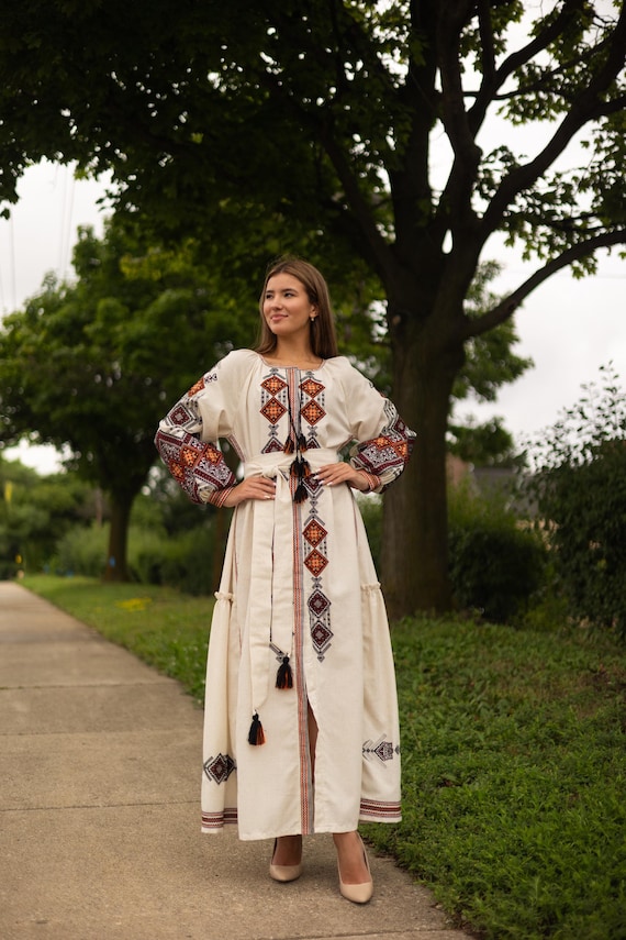 Ukrainian Vyshyvanka Dress | NEW Embroidered Dress in Stock at Our USA Store | Traditional Ukraine-Style Boho Embroidery Gift | Вишиванка