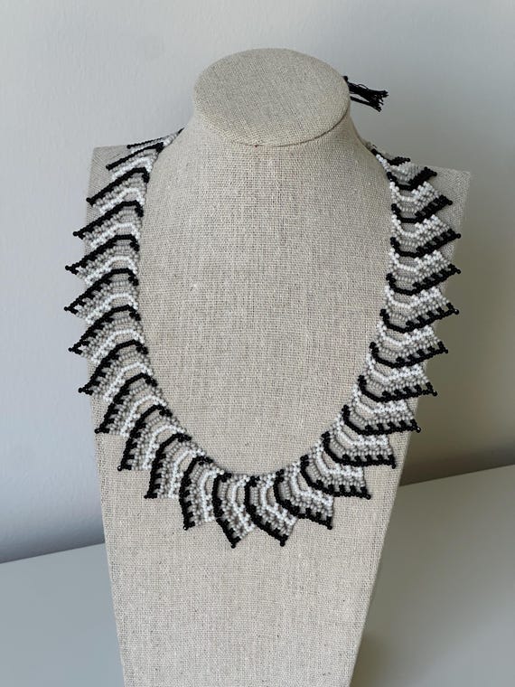 Handmade Ukrainian Beaded Necklace, Traditional Seed Bead Collar, Ethnic Folk Jewelry, Boho Statement Necklace, Gift for Women