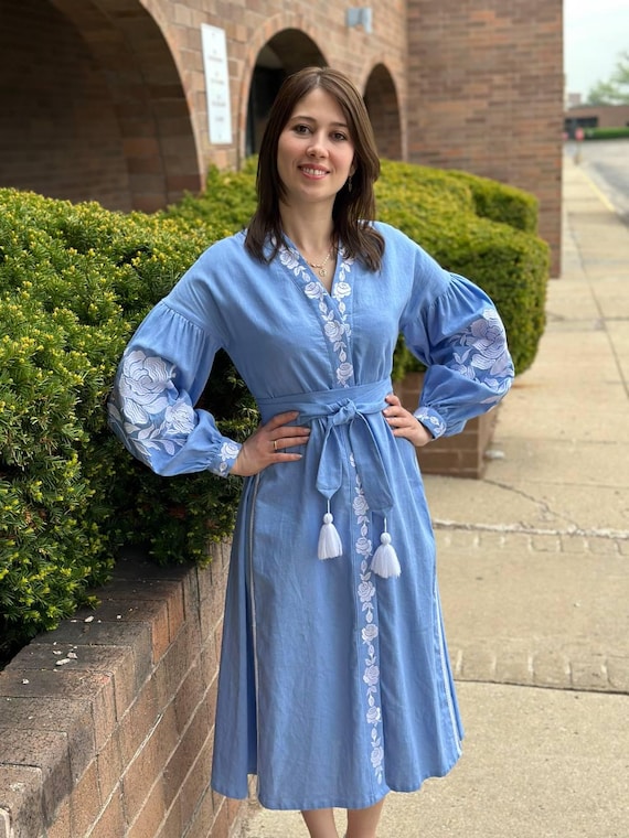 Ukrainian Vyshyvanka Dress | Ukraine Embroidered Dress in USA | Handmade Traditional Ukraine-Style Boho Embroidery Gift | Вишиванка (66)
