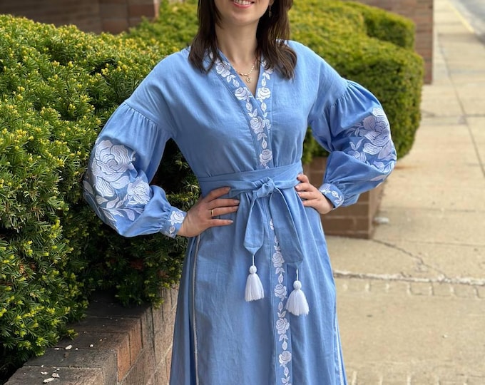 Ukrainian Vyshyvanka Dress | Ukraine Embroidered Dress in USA | Handmade Traditional Ukraine-Style Boho Embroidery Gift | Вишиванка (66)