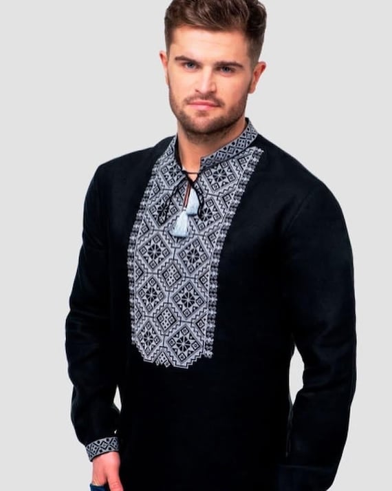 Ukrainian Vyshyvanka | Men's Embroidered Shirt | Вишиванка | Ukraine Vintage Sorochka Gift for Him | Handmade Ukrainian Clothing