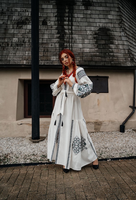 Ukrainian Vyshyvanka Dress | Ukraine Embroidered Dress in USA | Handmade Traditional Ukraine-Style Boho Embroidery Gift | Вишиванка (64)