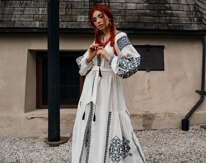 Ukrainian Vyshyvanka Dress | Ukraine Embroidered Dress in USA | Handmade Traditional Ukraine-Style Boho Embroidery Gift | Вишиванка (64)
