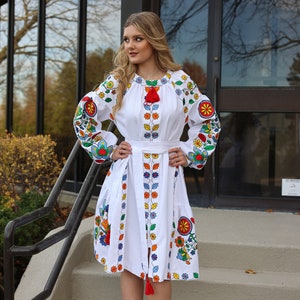 Ukrainian Vyshyvanka Dress | Ukraine Embroidered Dress in USA | Handmade Traditional Ukraine-Style Boho Embroidery Gift | Вишиванка (31)