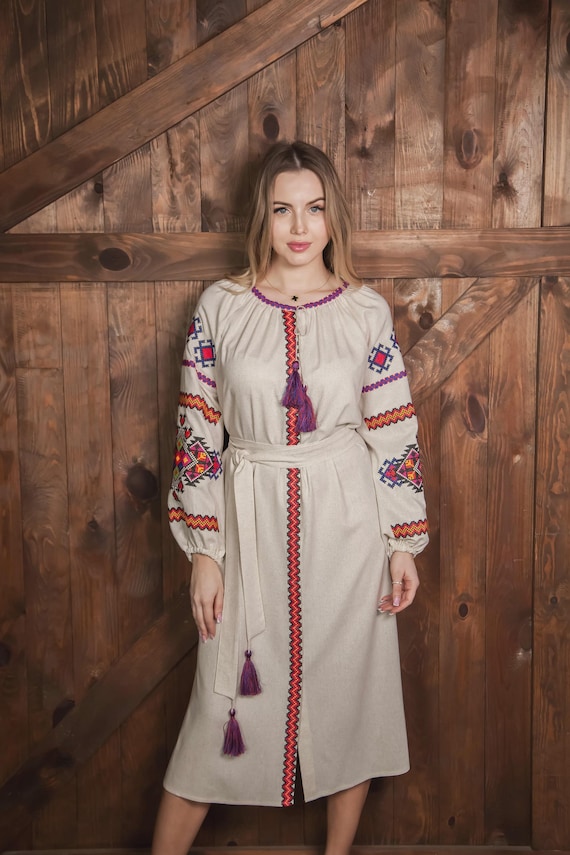 Ukrainian Vyshyvanka Dress | Ukraine Embroidered Dress in USA | Handmade Traditional Ukraine-Style Boho Embroidery Gift | Вишиванка (72)