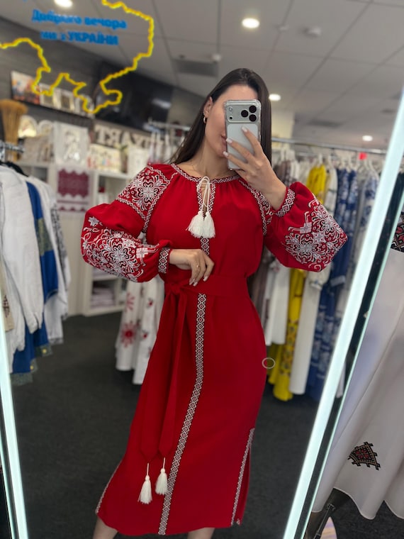 Embroidered Ukrainian Dress | Vyshyvanka Style Dress with Traditional Embroidery | Handmade Boho Chic Outfit