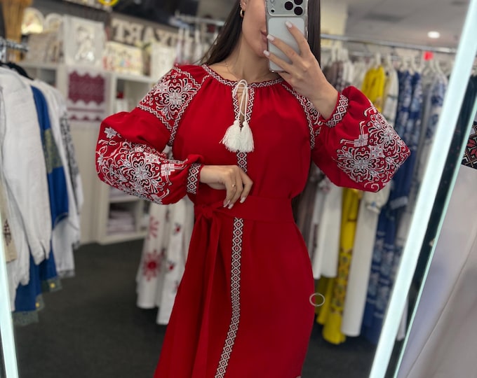 Embroidered Ukrainian Dress | Vyshyvanka Style Dress with Traditional Embroidery | Handmade Boho Chic Outfit