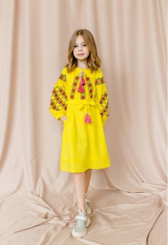 In USA Ukrainian dress with embroidery for toddlers Vyshyvanka Dress for baby girl Vyshyvanka Embroidered dress Girl's dress