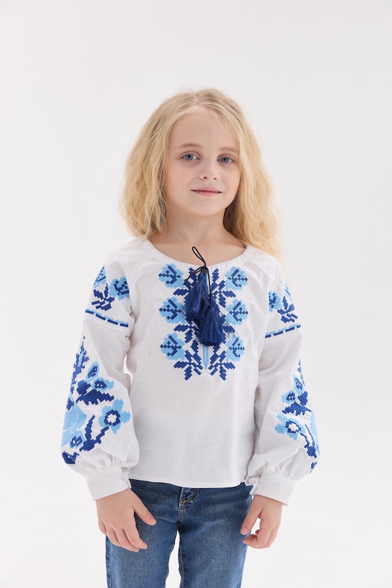 Embroidered Vyshyvanka Blouse for Girls | Ukrainian Embroidery Shirt | Traditional Ukrainian Style in Stock in USA | Вишиванка у США