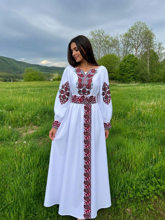 Embroidered Ukrainian Dress | Vyshyvanka Style Dress with Traditional Embroidery | Handmade Boho Chic Outfit