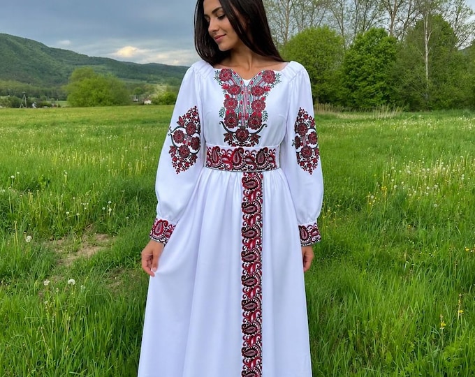Embroidered Ukrainian Dress | Vyshyvanka Style Dress with Traditional Embroidery | Handmade Boho Chic Outfit