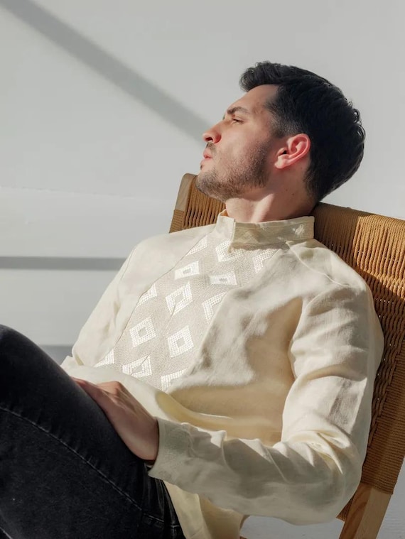 Ukrainian Vyshyvanka | Men's Embroidered Shirt | Вишиванка | Ukraine Vintage Sorochka Gift for Him | Handmade Ukrainian Clothing