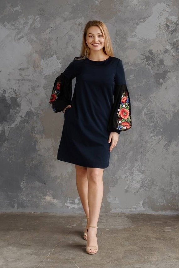 Ukrainian Vyshyvanka Dress | Ukraine Embroidered Dress in USA | Handmade Traditional Ukraine-Style Boho Embroidery Gift | Вишиванка (62)