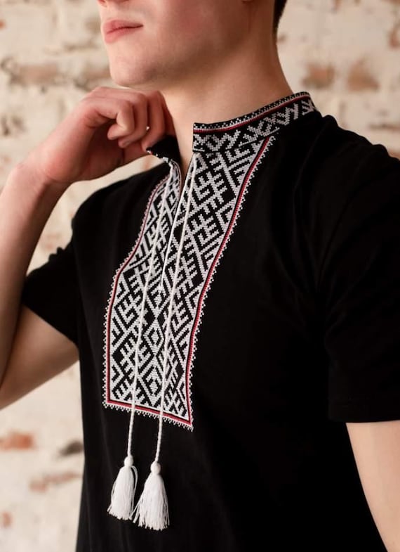 Ukrainian Vyshyvanka | Men's Embroidered Ukrainian Men’s T-Shirt Shirt, Ukraine Gift, Patriotic, Vyshyvanka Style