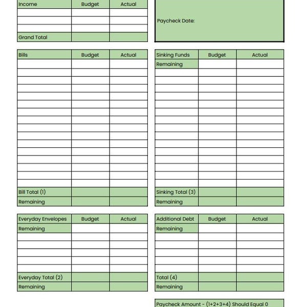 PDF Budget Sheet DOWNLOAD and Print