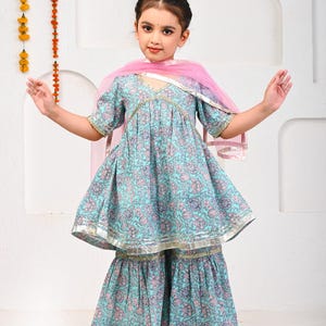 Girl Dress|Sharara Kurta for Little Girls|Ethnic Traditional Dress|Sharara Dress for GirlIndian Dress|Little Kids Cloth|Indo-Western|Dupatta