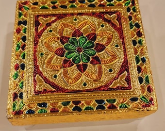 Handmade Chowki Stool | Wooden Altar Table for God Idols