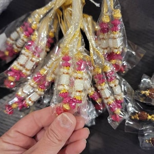4 Inches Mini Idol Mala, Makhamali Bhagwan Haar, Artificial Indian ,pooja Garland, Diwali Puja Items, Krishna Decor, Red Flower Garlands