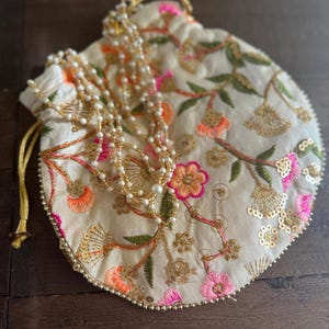 Embroidered Brocade Potli Bag: Silk Gift Purse for Diwali