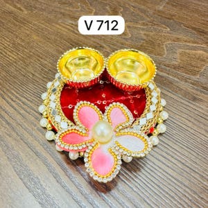 Pearls & Petals| Haldi kumkum Platter|Puja Favors|Roli Chawal Holder|Gifts|Tamboolam|Mehendi Favor|Roli Chawal Platter|Return GiftNavrathri