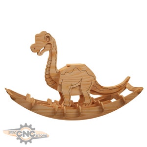 Brontosaurus Rocking Horse, suitable for mass production, design  for laser CNC scroll saw Vector cutting plan. 3D puzzle. Plywood MDF wood.