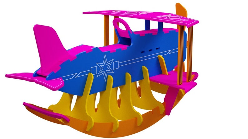Bi Plane Rocking Horse, Suitable for Mass Production, Design for Laser